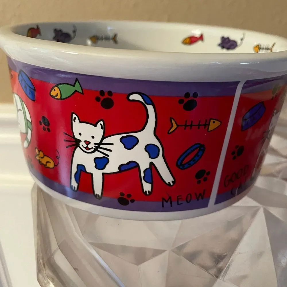 Signature The Good Cat Cat Dish & Meowy Christmas Fish Shaped Cat Dish
